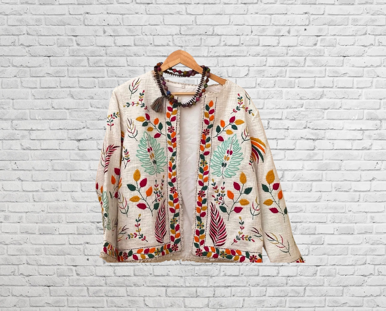 Women's Hand Embroidered Cotton Short Jacket | Turtle Trails
