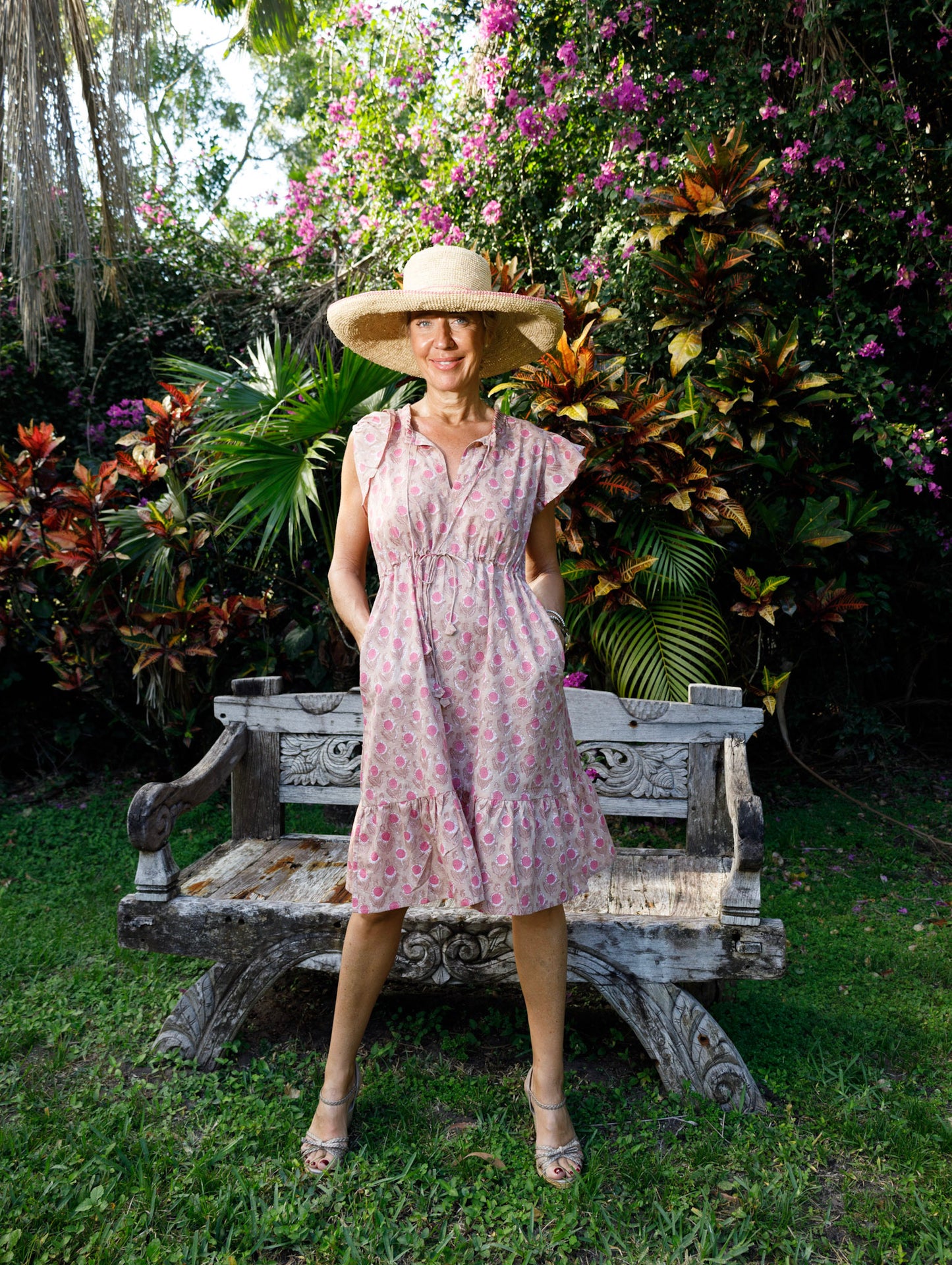 Leyla Flower Print Drawstring Waist Dress