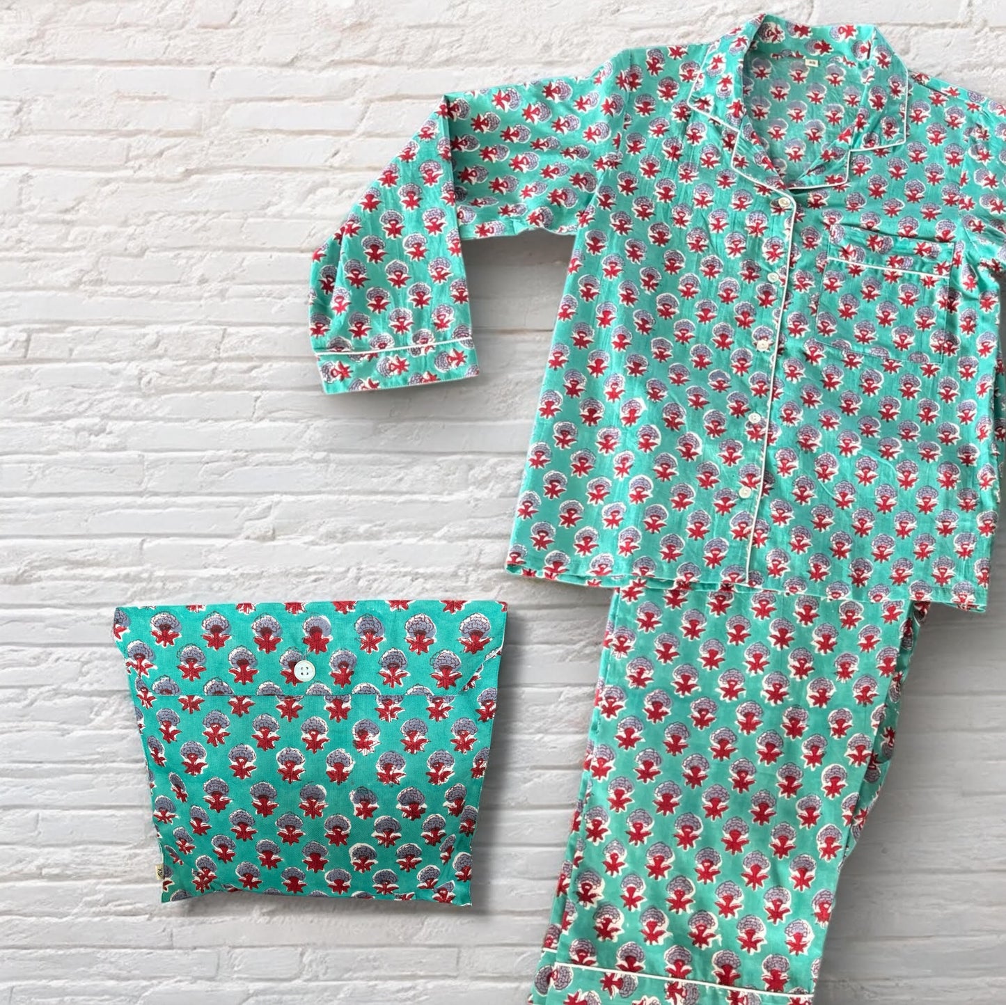 Turquoise Blue Long Sleeve Lounge Set
