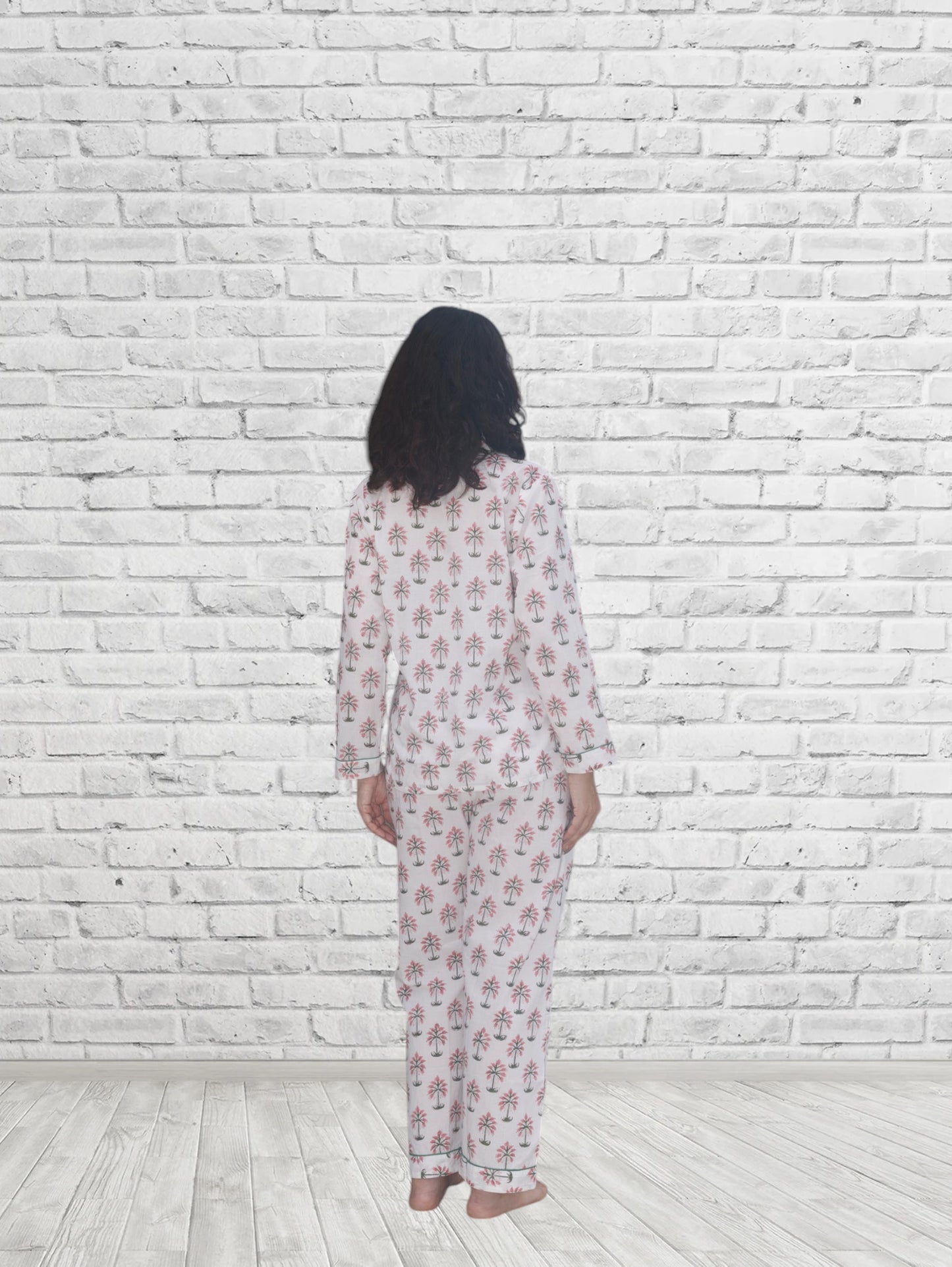 Pink Palm Long Sleeve Lounge Set