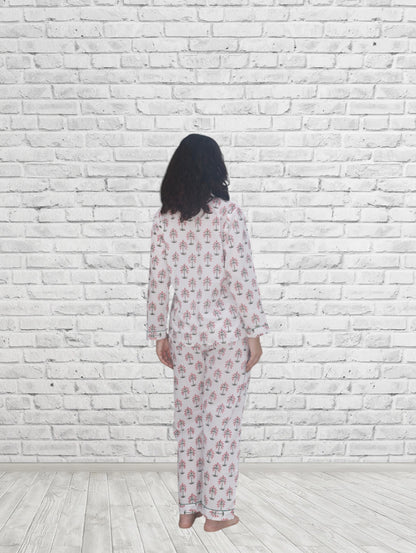 Pink Palm Long Sleeve Lounge Set