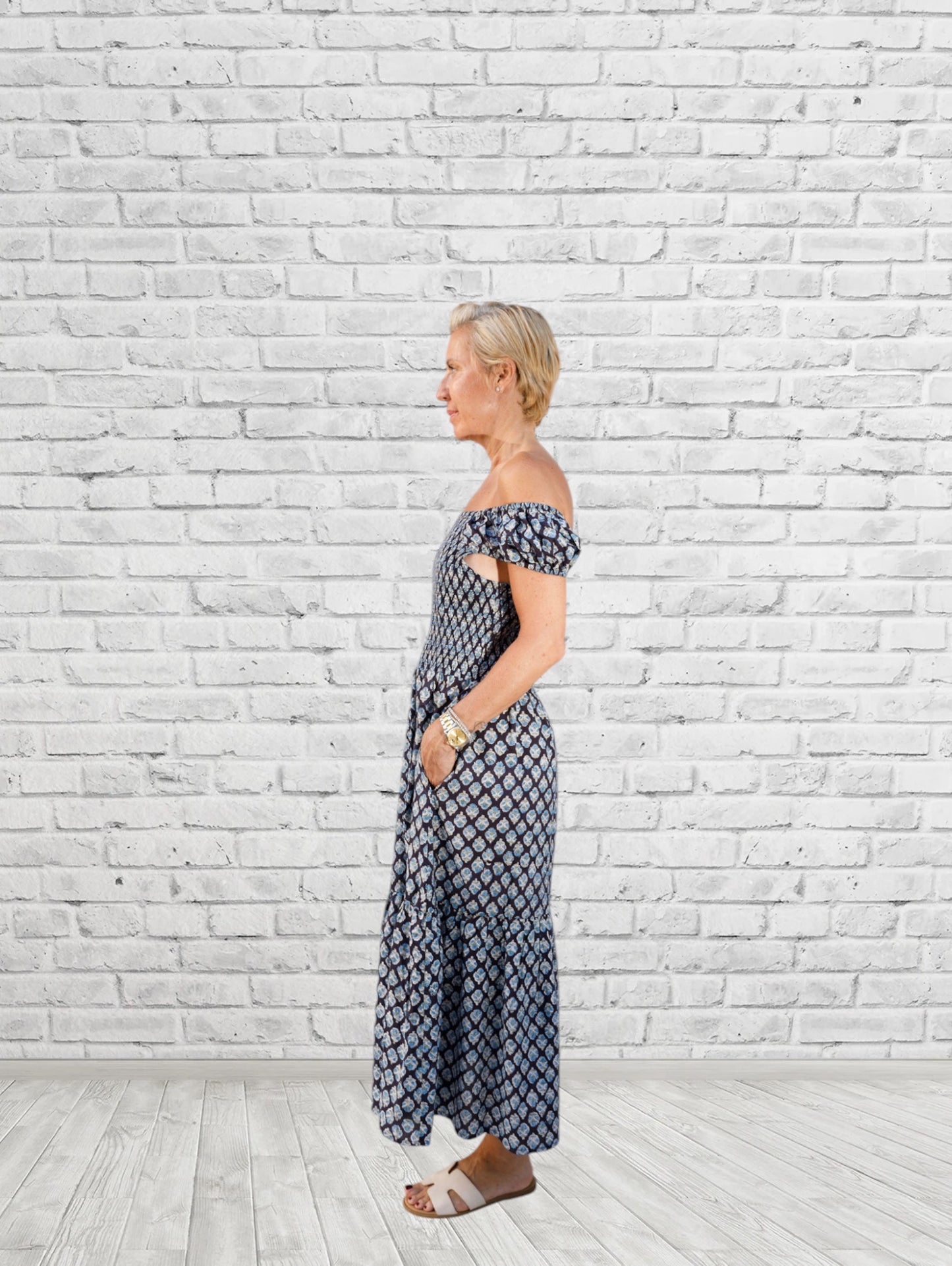 Elena Off Shoulder Smocked Maxi Dress