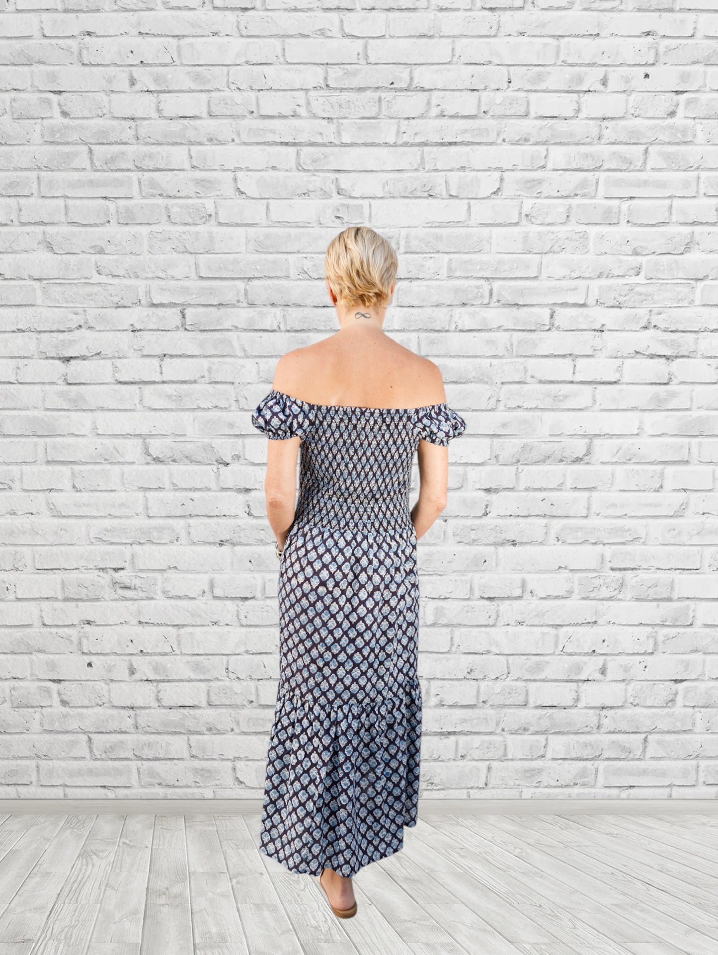 Elena Off Shoulder Smocked Maxi Dress