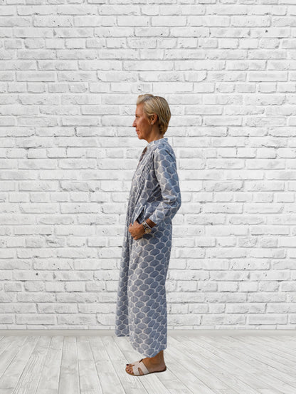 Iris Shell Print Button Front Caftan