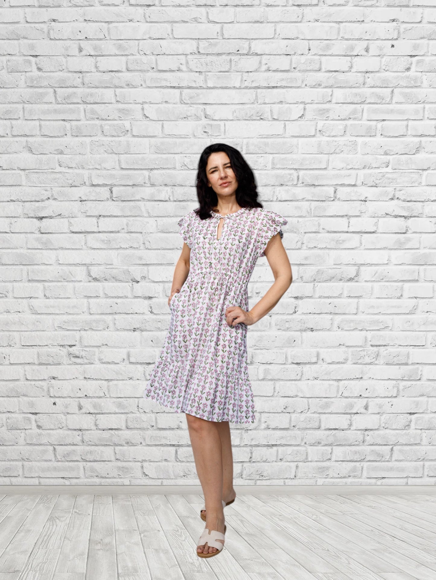 Leyla Floral Print Drawstring Waist Dress