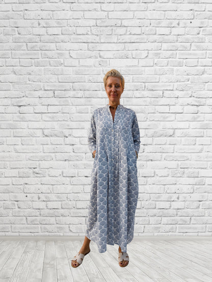 Iris Shell Print Button Front Caftan