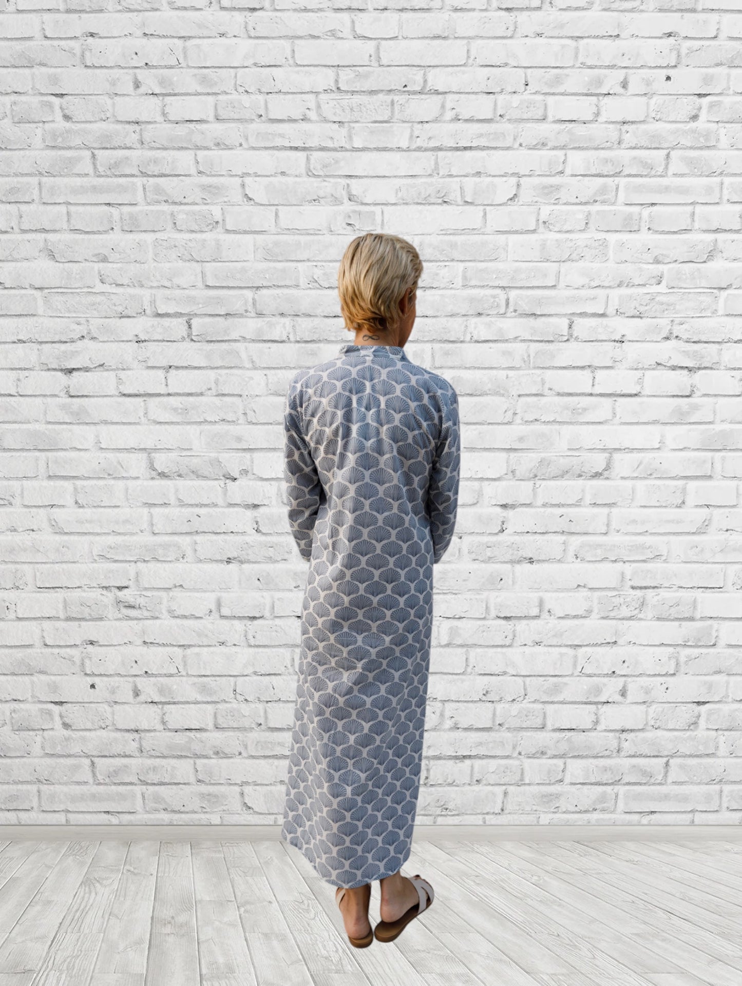 Iris Shell Print Button Front Caftan