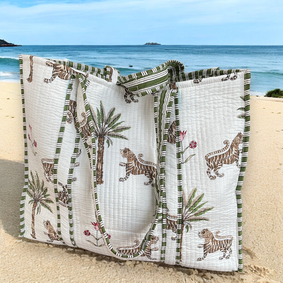 Reversible Jungle/Stripe Tote