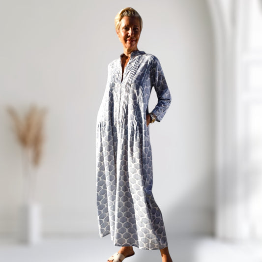 Iris Shell Print Button Front Caftan