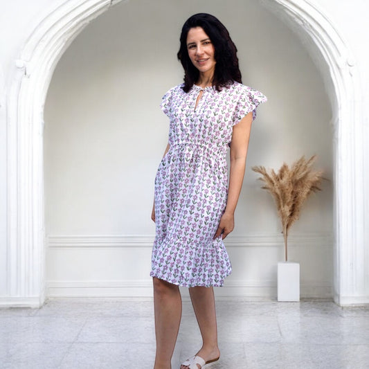 Leyla Floral Print Drawstring Waist Dress